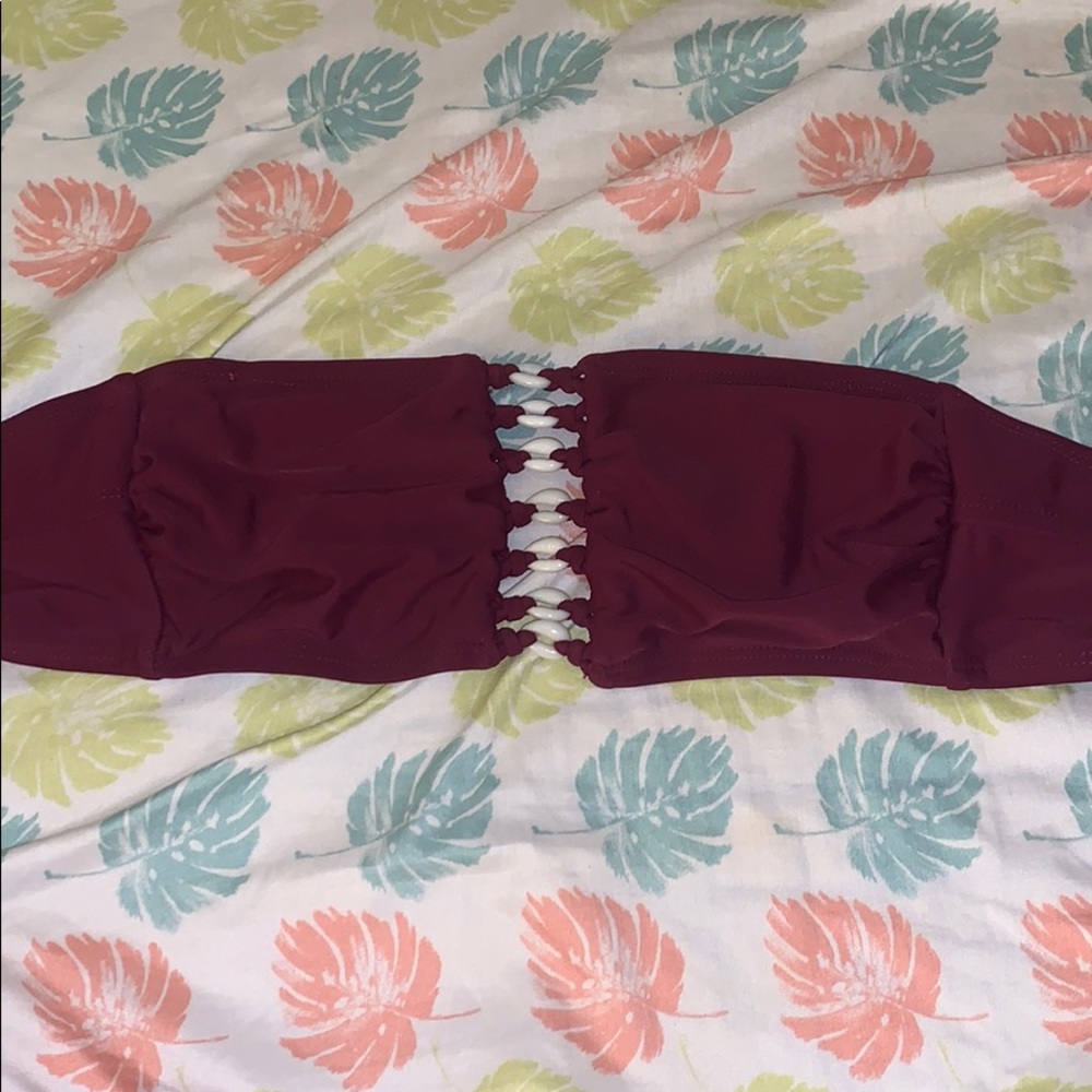 Maroon shell swim top
